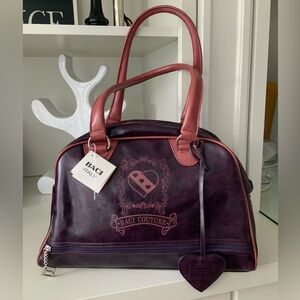 RARE Vintage Y2K 90’S BACI COUTURE Italy Bowler Weekender Purse Bag Purple NEW
